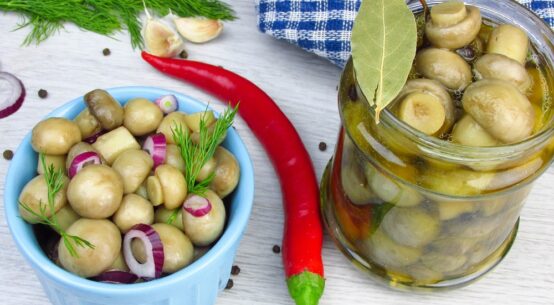 Pickled Mushrooms with Red Peppers & Herbs Recipe