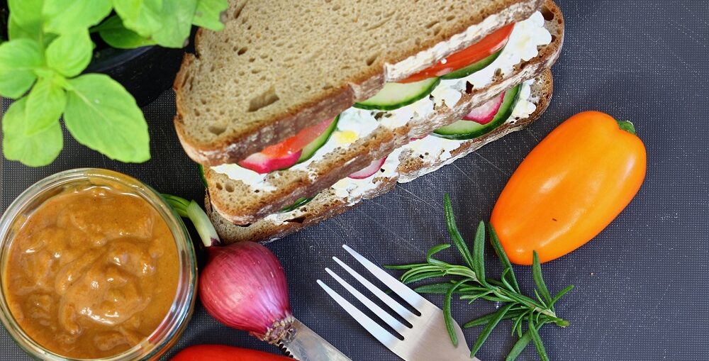 White Cheese Sandwich Recipe with Vegetables for Breakfast