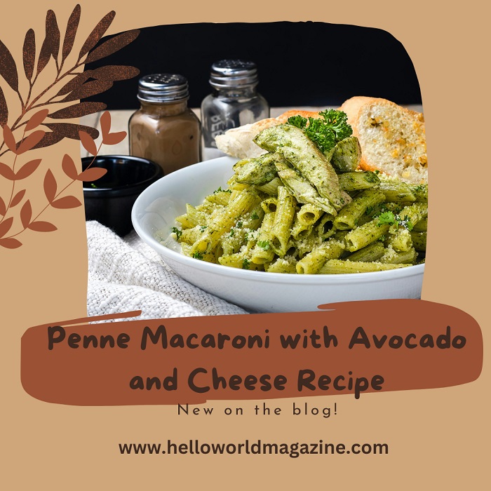 Recipe for penne pasta with avocado and cheese
